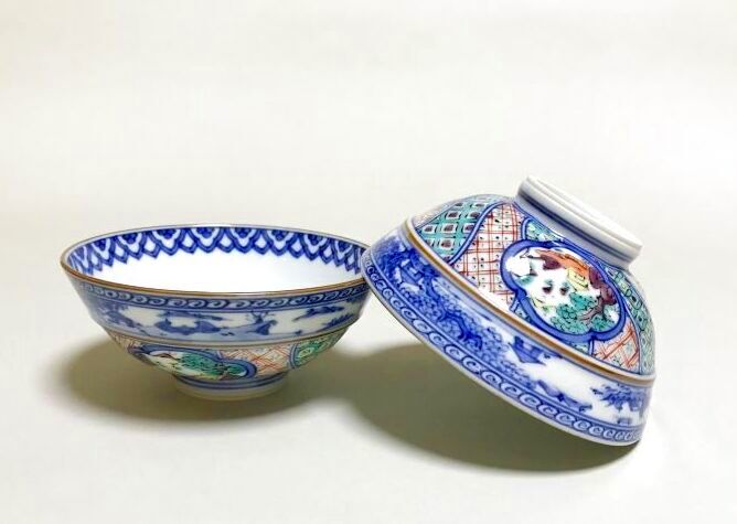京焼・清水焼　清水焼　ご飯茶碗<br>　色絵祥瑞山水